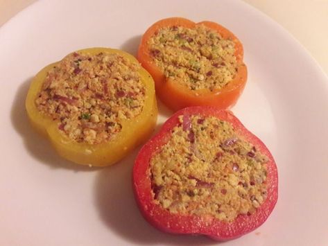 Stuffed Bell Pepper Rings, Stuffed Pepper Rings, Veg Stuffed Bell Peppers, Recipe For Stuffed Bell Peppers, Bell Pepper Rings, Saucy Stuffed Bell Peppers, Stuffed Bell Pepers, Southwestern Stuffed Bell Peppers, Pepper Rings