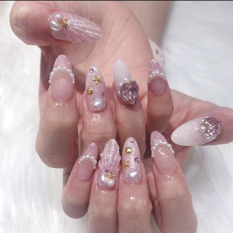 Pink Nails Acrylic Coffin, Nails Cottagecore, Nails Chinese, Cottagecore Nails, Chinese Nails, Douyin Nails, Inspiration Nails, Korean Nail Art, Pink Glitter Nails