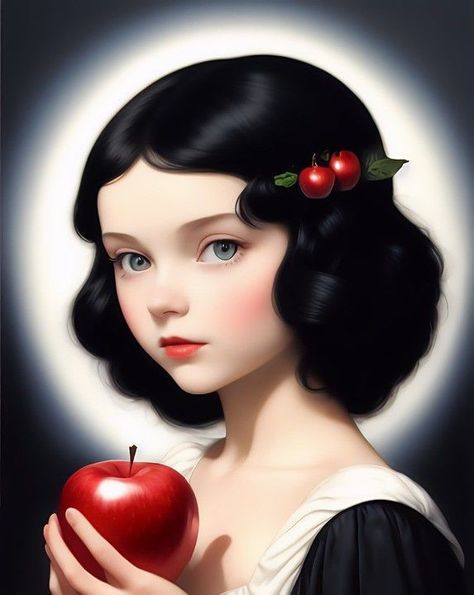 Red Apple Art, White Notebook, Prom Eye Makeup, Snow White Disney, I Love Snow, Wall White, Disney Princess Fashion, Apple Art, Pin Up Art