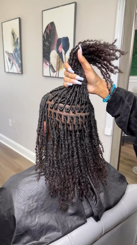 If your goal is to reduce shrinkage and add on a few inches while still going through the early 2 strand starter loc phases instead of… | Instagram Dreads On Curly Hair, Rectangle Part Locs, Two Strand Twist Starter Locs Long Hair, Starter Loc With Extensions, Small Two Strand Starter Locs, Starter Locs Twist Method, Locs Combed Out Ends, Different Sized Locs, Starter Loc Extensions