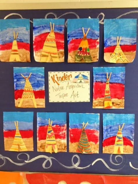 The Colorful Art Palette: Week 13 Native American Indian Art and More... Native American Art For Kindergarten, Teepee Art, Science Painting, Native American Art Projects, Native American Indian Art, Thanksgiving Art Projects, Native American Projects, Multicultural Art, Kindergarten Art Lessons