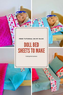 Doll bed sheets Doll Bedding Pattern, Doll Bed Sheets Diy, Doll Bed Sheets, Diy Doll Bedding, Dolls Bedding, Sew Doll Clothes, Doll Bed Diy, Doll Blankets, Ikea Doll Bed