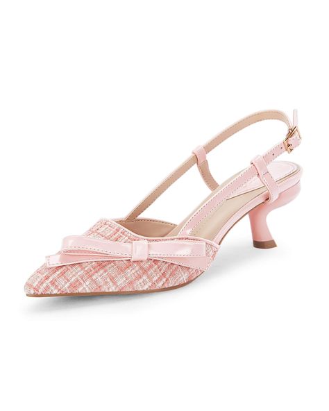 Pink Kitten Heels, Heels Kitten, Food Courts, Heels Pink, Elegant Sandals, Bow Pumps, Slingback Heels, Fancy Shoes, Heels For Women