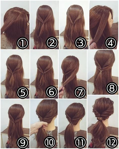 Step Hairstyle, Wedding Ponytail, Twist Ponytail, Hairstyle Tutorials, Braided Hairstyle, Simple Ponytails, Hair Arrange, Easy Hairstyle, Peinados Fáciles Para Cabello Corto