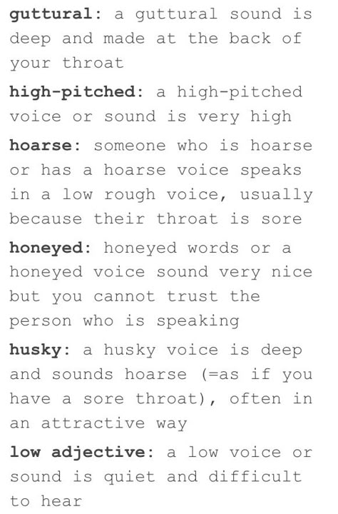 Words to describe someone's voice 3 Describe Voice, Voice Description, Describe Someone, Words To Describe Someone, Husky Voice, Writer Tips, I'm A Writer, A Writer's Life, Poor Man