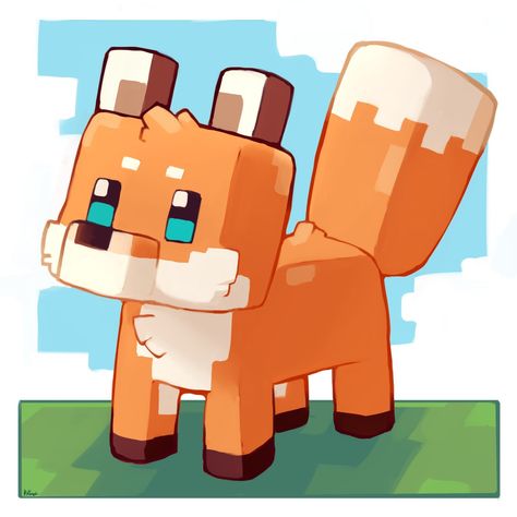 Minecraft Dogs, Fox Drawing, Book Crafts Diy, Minecraft Wallpaper, Minecraft Art, Fox Art, Warrior Cat, Cute Fox, Cute Animal Drawings