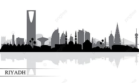 Riyadh Skyline, Riyadh City, Silhouette Background, City Skyline Silhouette, Skyline Silhouette, Sydney City, City Silhouette, Silhouette Illustration, Blue Sky Background