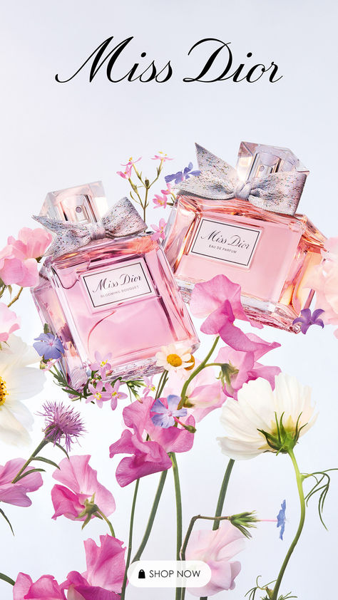 Blooming Bouquet Miss Dior, Perfume Astethic, Miss Dior Wallpaper, Foto Dana, Dior Illustration, Pink Parfum, Dior Poster, Colorful Couture, Now Perfume