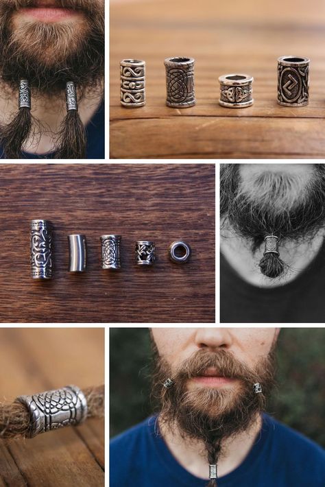 Beard Beads | Vikings | Hair Beads | Stainless Steel | Dreadlock Beads | Viking Beads #beardbeads #vikingbeads #vikings #vikinghair #vikingbeards #hairbeads #dreadbeads #stainlesssteel #mountaindreads Viking Accessories Men, Beard Jewelry Vikings, Men Hair Accessories, Viking Man Hair, Men Viking Hair, Viking Men Hair, Viking Make Up Men, Modern Viking Men, Viking Hair Men