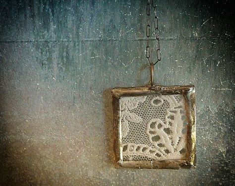 antique French lace handmade glass pendant on Etsy from RenataandJonathan Frame Necklace, Soldering Jewelry, Lace Necklace, Lace Jewelry, French Lace, Jewelry Trends, Glass Pendants, French Antiques, Making Ideas