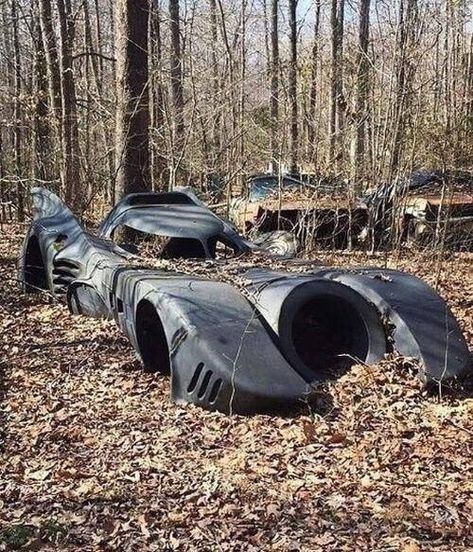 Junkyard Cars, Batman Car, Abandoned Vehicles, Movie Cars, Weird Cars, Abandoned Cars, Cars Movie, Futuristic Cars, Abandoned Buildings