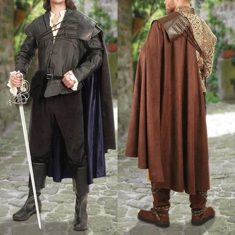 Knight Cape, Prom Looks For Guys, Shoulder Cloak, Medieval Clothing Men, Knight Outfit, Ren Faire Outfits, Ren Faire Costume, Prince Clothes, Handsome Cowboys