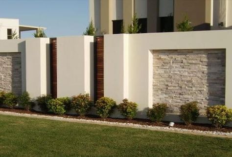 Simple compound wall design pattern for modern houses Sliding Fence Gate, Pagar Modern, Tor Design, Fence Wall Design, Compound Wall Design, Front Wall Design, House Fence Design, Modern Fence Design, Stone Wall Design