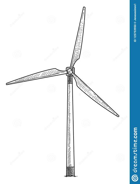 Wind Turbine Drawing, Windmill Drawing, Ink Line Art, Wind Pictures, Line Art Vector, Fashion Illustration Sketches Dresses, Cute Drawing, Meaningful Art, Fashion Illustration Sketches