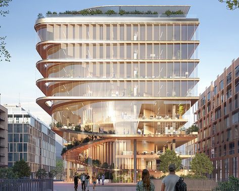 the future is circular: UNstudio slashes kyklos building carbon emissions by 80% Sustainable Environment, Foster Partners, Timber Structure, Curved Staircase, Concrete Structure, Glass Facades, Urban Spaces, Design Competitions, Architect Design