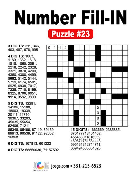 Number Fill-IN Puzzle: Puzzle Number 23 Number Fill In Puzzles Free Printable, Number Fill In Puzzles, Fill In Puzzles, Graphic Services, Puzzle Pictures, Number Puzzle, Number Puzzles, Puzzle Games, Puzzle Game