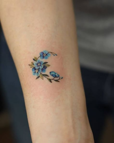 Blue Orchid Tattoo, Purple Orchid Tattoo, Alzheimers Tattoo, Blue Flower Tattoos, Forget Me Not Tattoo, Orchid Tattoo, Wrist Tattoos For Women, Memorial Tattoos, Tattoo Designs And Meanings