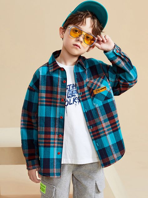 Boys Patch Detail Plaid Shirt Boys Plaid Shirt, Preschool Art Activities, Plaid Outfits, Boys Plaid, Boys Shirt, Preschool Art, Check Shirt, Fashion Kids, Boys Clothing