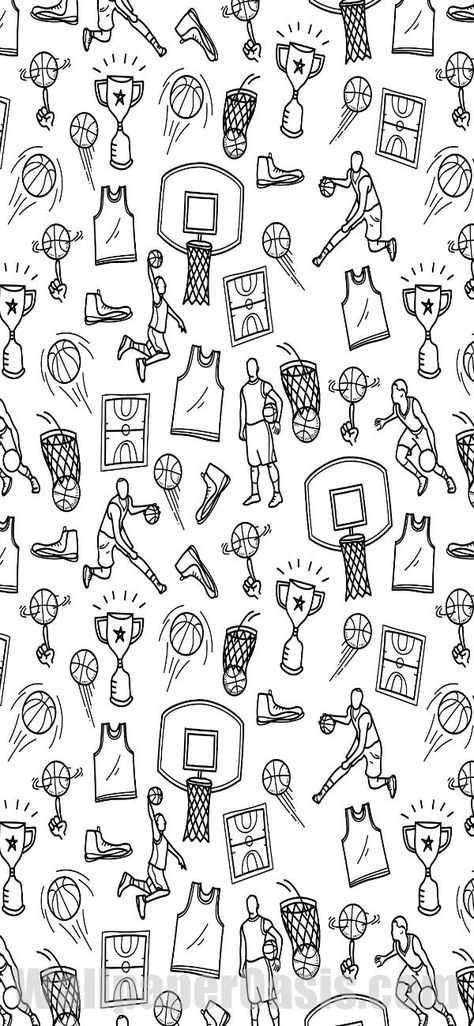 All Sports Wallpaper, Sports Wallpaper Backgrounds, Basketball Doodle, Basketball Iphone Wallpaper, Basketball Drawings, Basketball Background, Ball Aesthetic, Bola Basket, White Basketball