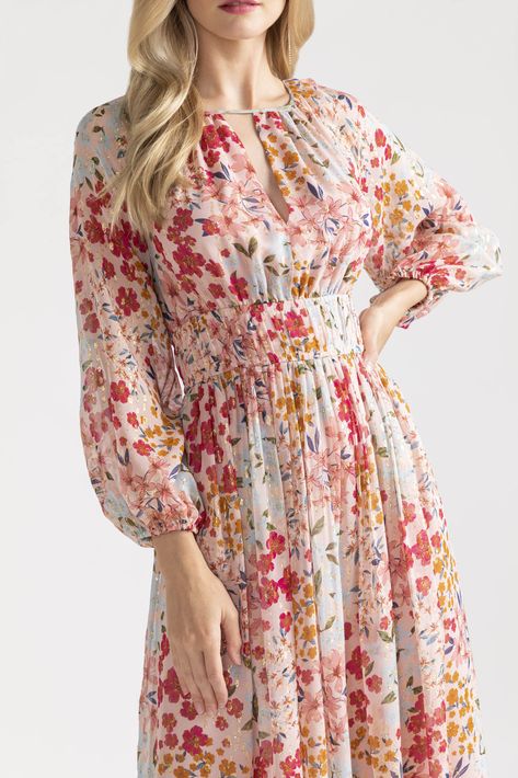 Flolar Design Dress, Western Floral Dress, Sifon Dress Chiffon, Floral Dress Designs Patterns, Western Midi Dresses, Shifon Dresses, Sifon Dress, Shifon Dress, Fashion Outfits Aesthetic