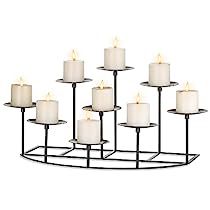 Fireplace Mantle Black, Pillar Candles Fireplace, Candle Fireplace, Candle Dinner Table, Fireplace Candle Holder, Gothic Candle Holder, Black Pillar Candles, Dancing Flame, Table Candle Holders