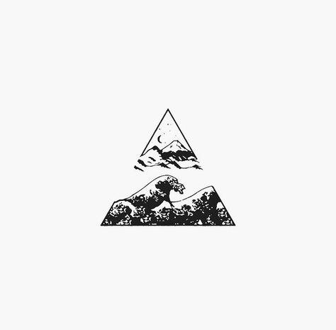 This is perfect, part mountains, part ocean Tattoo Wave, Tattoo Mountain, Tatuagem Masculina Pequena, Sea Tattoo, Tattoo Trend, Ocean Tattoos, Cat Tattoos, Tiny Tattoo, 카드 디자인