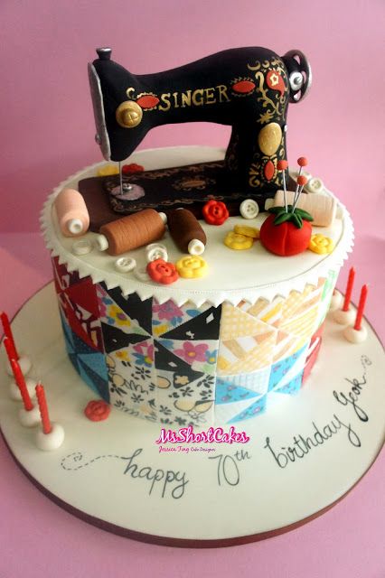 Miss Shortcakes: My Top Ten Cakes of 2013! Patchwork Cake, Sewing Machine Cake, Sewing Cake, Rose Apple, Birthday Cake For Mom, Fondant Cake Designs, Cupcakes Decorados, Food Baking, Creative Birthday Cakes