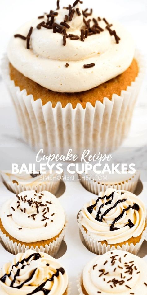 Baileys Infused Cupcakes with Baileys Frosting | Sims Home Kitchen Baileys Frosting, Boozy Cupcakes Recipes, Alcohol Infused Cupcakes, Baileys Cupcakes, Sims Home, Infused Cupcakes, Boozy Cupcakes, Boozy Desserts, Easy Cupcakes