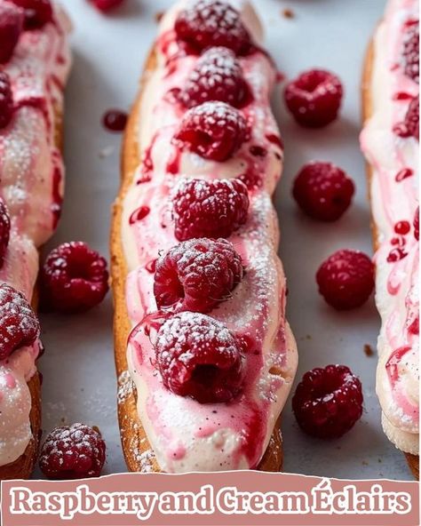 Raspberry Eclairs, Eclair Dessert, Eclairs, Group Meals, Daily Meals, Superfoods, 1 Cup, Tea Party, Raspberry