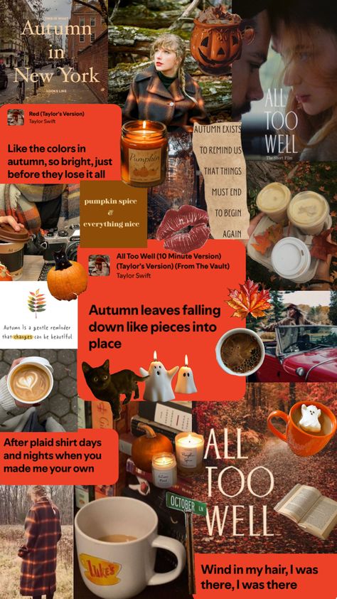 Taylor swift autumn, Red album, Red (Taylor’s version) Evermore album, Taylor swift fall collage Autumn Taylor Swift, Taylor Swift Autumn, Fall Taylor Swift, Collage Autumn, Taylor Swift Collage, Fall Lyrics, Taylor Swift Red Album, Taylor Wallpaper, Autumn Core