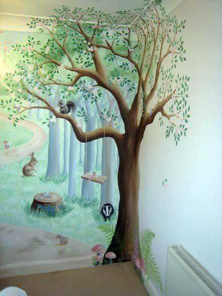 Δέντρα Forest Nursery Mural, Woodland Mural, Fairytale Bedroom, Woodland Bedroom, Fairy Bedroom, Fairy Room, Kids Room Murals, Tree Mural, Nursery Mural