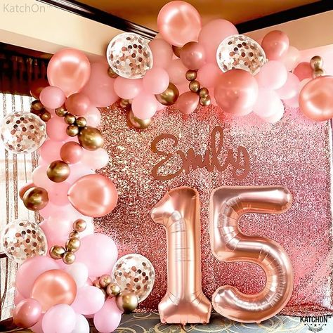 This Giant 15 balloon number comes with a Giant Rose Gold Number 1 & 5 Balloons, a Pack of 5 Real Rose Gold Latex Balloons & 5 Rose Gold confetti balloons to complete your Rose Gold 15 Balloons birthday decoration These blush pink balloons number balloon 15 are perfect for Any kind of themed birthday party supplies or Happy 15th birthday decorations, 15th Anniversary decorations, and Many more Occasions. 15 balloon Pack that will fulfill your Quinceanera Decorations of your 15th birthday 15 Balloons Number, 15 Birthday Balloons, 15 Birthday Decorations, 15 Balloons, 15th Birthday Decorations, Balloons Number, Happy 15th Birthday, 16 Balloons, Giant Roses