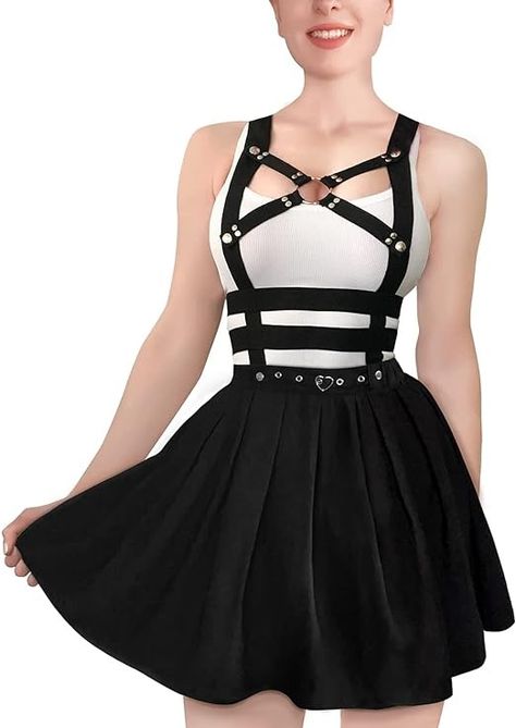 Amazon.com: PrettyInCuffs Wome Pleated Skirt Romper Detachable Jumperskirt: Clothing, Shoes & Jewelry Star Skirt, Summer Jumpsuit Casual, Skirt Overalls, Puffy Skirt, Overall Skirt, One Piece Outfit, Summer Style Casual, Romper With Skirt, Black Star