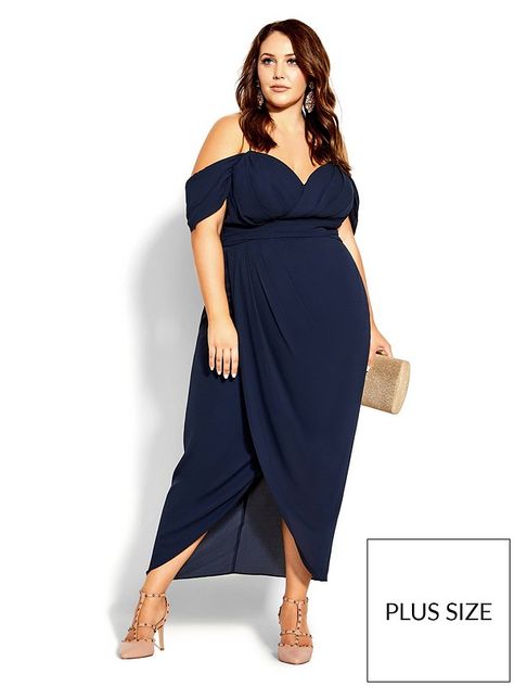 City Chic Entwine Maxi Dress - Navy | very.co.uk City Chic Dresses, Chic Maxi Dresses, Va Va Voom, Maxi Dress Cocktail, Maxi Dress Navy, Plus Size Maxi, Midi Cocktail Dress, Chic Dresses, Size 16 Dresses