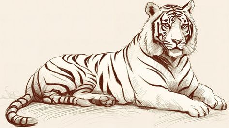 Sitting Tiger Drawing, Tiger Drawing Reference, White Tiger Drawing, White Tiger Art, Tiger Sitting, Locker Ideas, Tiger Images, Tiger Drawing, Year Of The Tiger