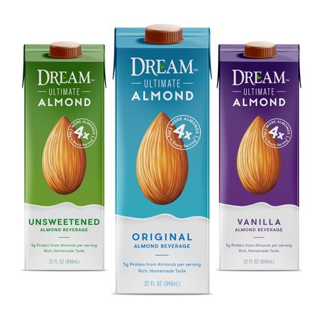 Almond Packaging, Milk Packaging, Yogurt And Granola, Branding Strategy, Vegan Milk, Plant Based Milk, Box Packaging Design, Nut Milk, Soy Milk