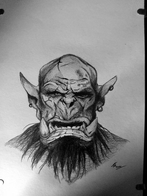 Orc Tattoo, Draw Ideas, Tattoo Drawings, Art Journal, Fantasy Art, Tattoos, Drawings, Pins, Art