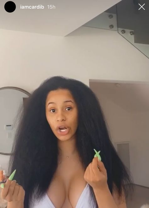 Cardi B Just Shared Her Go-To DIY Hair Mask — See Photos | Allure Cardi B Hair Mask Recipe List, Hair Mask For Natural Black Hair, Hair Treatments For Damaged Hair, Hair Mask For Black Women, Hair Styles For Damaged Hair, Diy Hair Mask For Damaged Hair, Cardi B Hair Mask Recipe, Cardi B Hair Mask, At Home Hair Mask