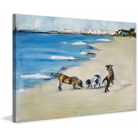 Marmont Hill Dogs' Play by Tori Campisi Painting Print on Canvas, Size: 18 inch x 12 inch, Multicolor House Artwork, Beach Artwork, Marmont Hill, Dog Beach, Nature Wall, Nature Wall Art, New Wall, Best Canvas, Online Art Gallery