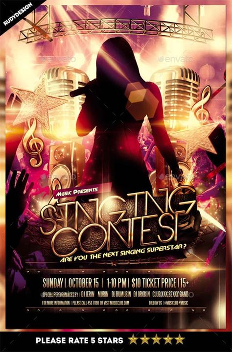 Talent Show Flyer, Karaoke Mic, Contest Poster, Show Flyer, Singing Competition, Singing Contest, Music Competition, Bobby Singer, Concert Flyer