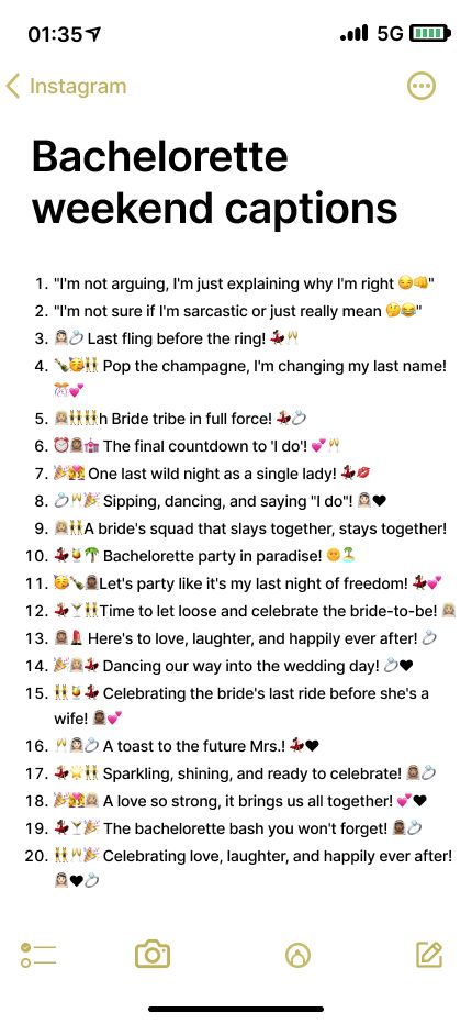 Bridesmaid Instagram Story Ideas, Best Friend Bachelorette Party, Bach Party Quotes, Best Friend Wedding Captions Instagram, Finally Engaged Quotes, Weekend With Friends Quotes, Caption For Friends Wedding, Bridesmaid Ig Caption, Shaadi Captions For Instagram