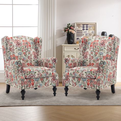 Farmhouse Recliner Chairs, Floral Chairs, New House Must Haves, Wide Chair, House Must Haves, Wayfair Living Room Chairs, Floral Chair, French Arm Chair, Patterned Chair