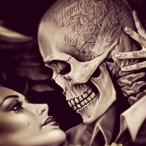 Tainted love Chicano Love, Cholo Art, Lowrider Art, Chicano Tattoos, Day Of The Dead Art, Chicano Art Tattoos, Sugar Skull Art, Skull Artwork, Desenho Tattoo