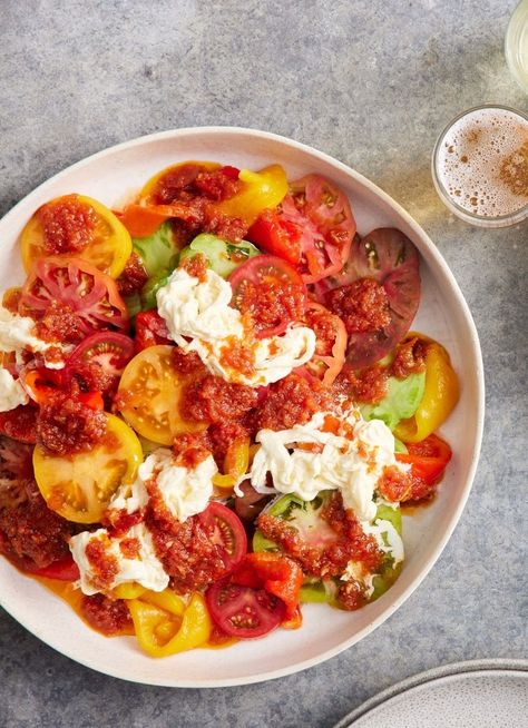 Capsicum Salad, Dish Magazine, Capsicum Recipes, Roasted Capsicum, Yoghurt Dressing, Fattoush Salad, Vinegar Dressing, Sherry Vinegar, Juicy Steak