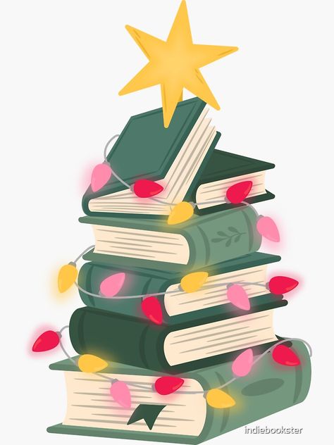 "bookish christmas tree" Sticker for Sale by indiebookster | Redbubble Christmas Tree Sticker, Bookish Christmas, Book Christmas Tree, Christmas Tree Drawing, Tree Sticker, Book Tree, Tree Stickers, Library Decor, Book Drawing