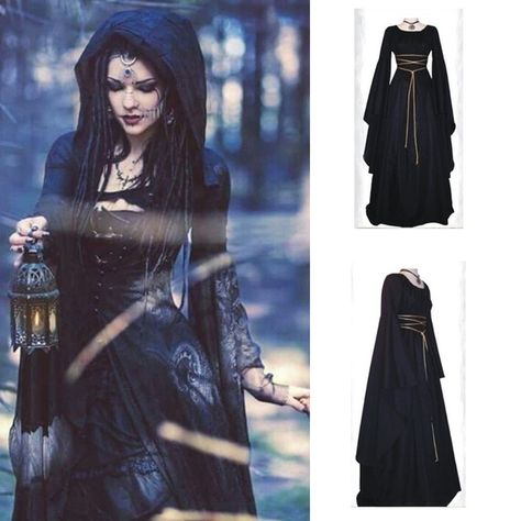 Women Medieval Dress Renaissance Vintage Style Gothic Dress Floor Length Women Cosplay Dresses Without Belt Medieval Dress Gown Womens Medieval Dress, Medieval Witch, Vampire Bride, Bride Costume, Halloween Carnival Party, Fest Outfits, Witch Dress, Witch Halloween Costume, Long Gown Dress