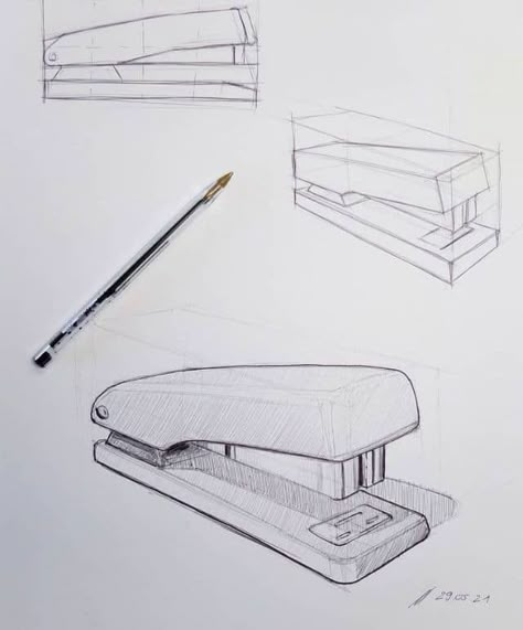 Drawing Objects Ideas, Perspective Product Sketch, Object Drawing Simple, Object Sketches, Industrial Sketching, Isometric Sketch, Product Sketching, Product Sketches, Perspective Sketch