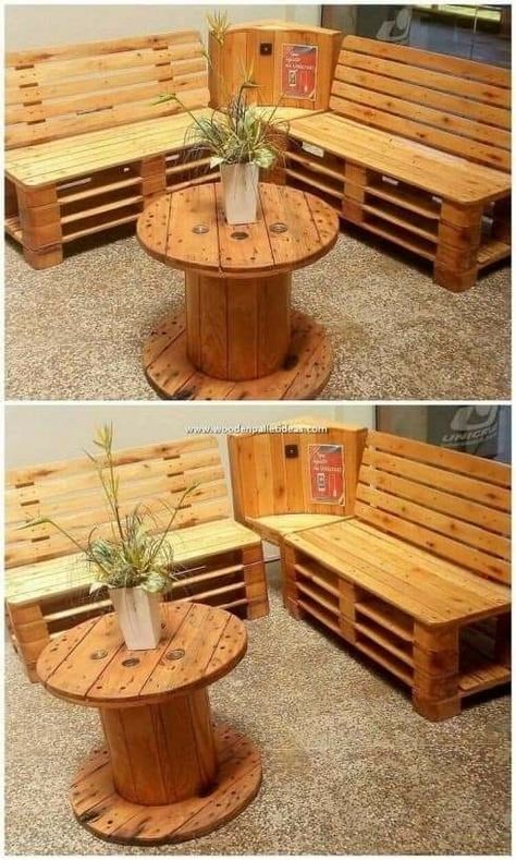 3 Basic Woodworking Tips To Help You Get Started Pallet Bank, Pallet Dining Table, Diy Pallet Sofa, Diy Outdoor Table, Outdoor Benches, Diy Planter Box, Pallet Creations, Pallet Outdoor, Recycled Pallets