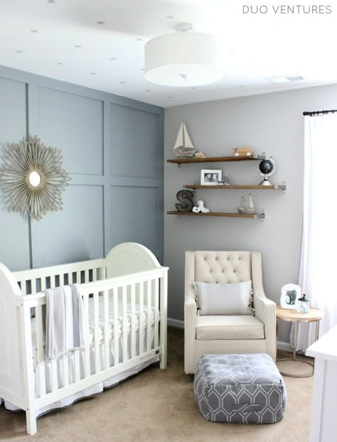 Hamptons Inspired Nautical/Travel Nursery - Project Nursery Gender Neutral Nursery Inspiration, Nursery Inspiration Boy, Nursery Inspiration Neutral, Neutral Nursery Rooms, Coastal Nursery, Baby Boy Room Nursery, Blue Nursery, Nursery Baby Room, Gender Neutral Nursery