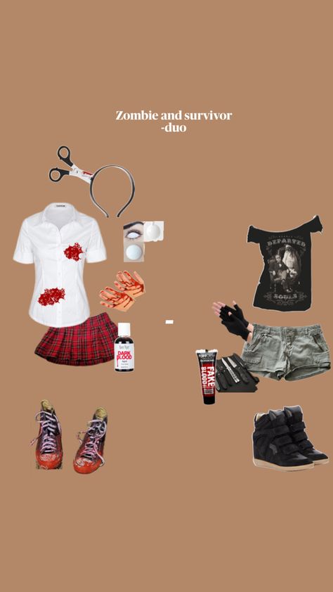 Halloween costume inspo Zombie Outfit Halloween, Survivor Outfit, Zombie Outfit, Zombie Clothes, Outfit Halloween, Costume Inspo, Dark Blood, Halloween Outfits, Zombie